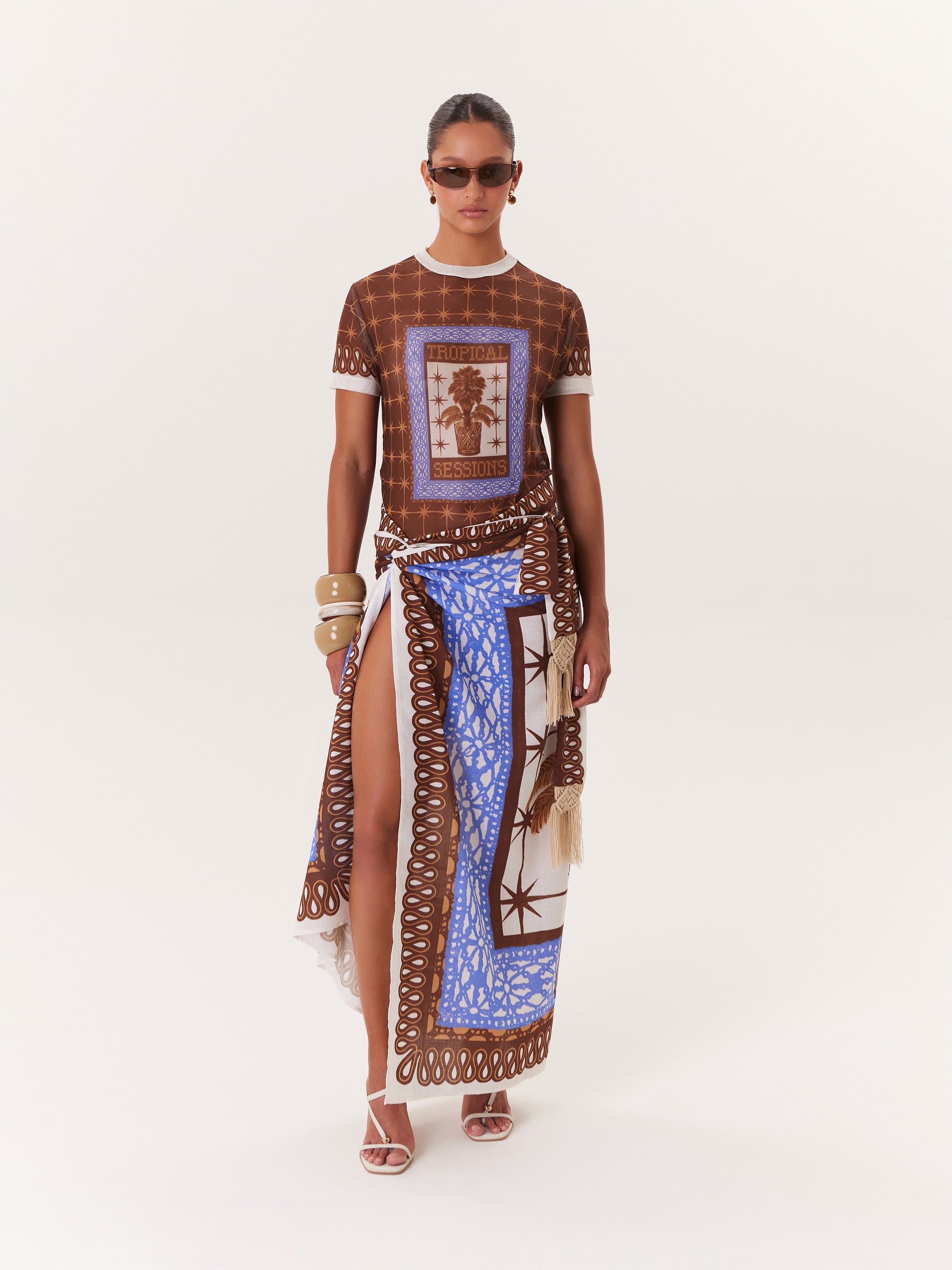 Mesh Top Tropical - Azul