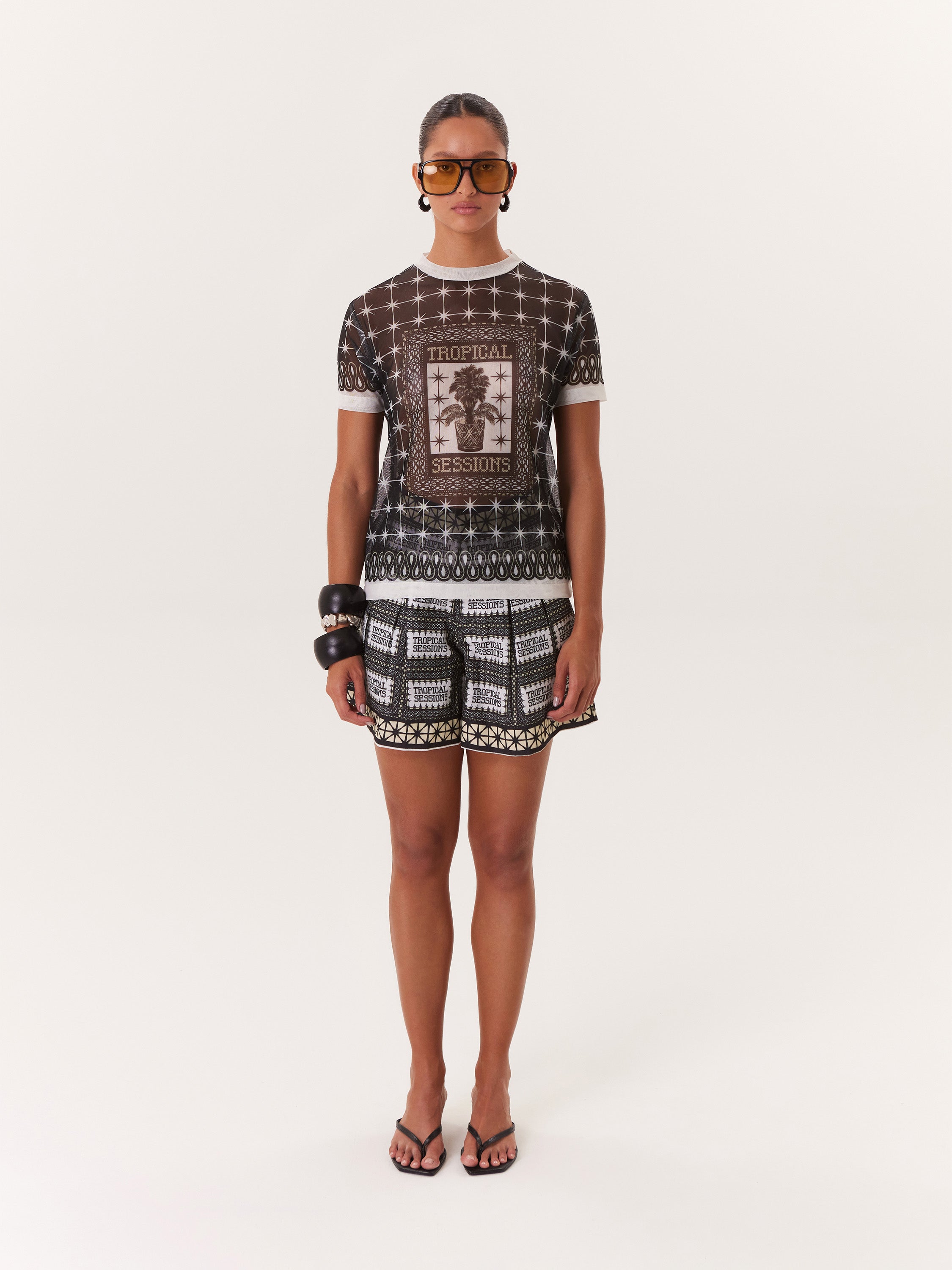 Mesh Top Tropical - Negro