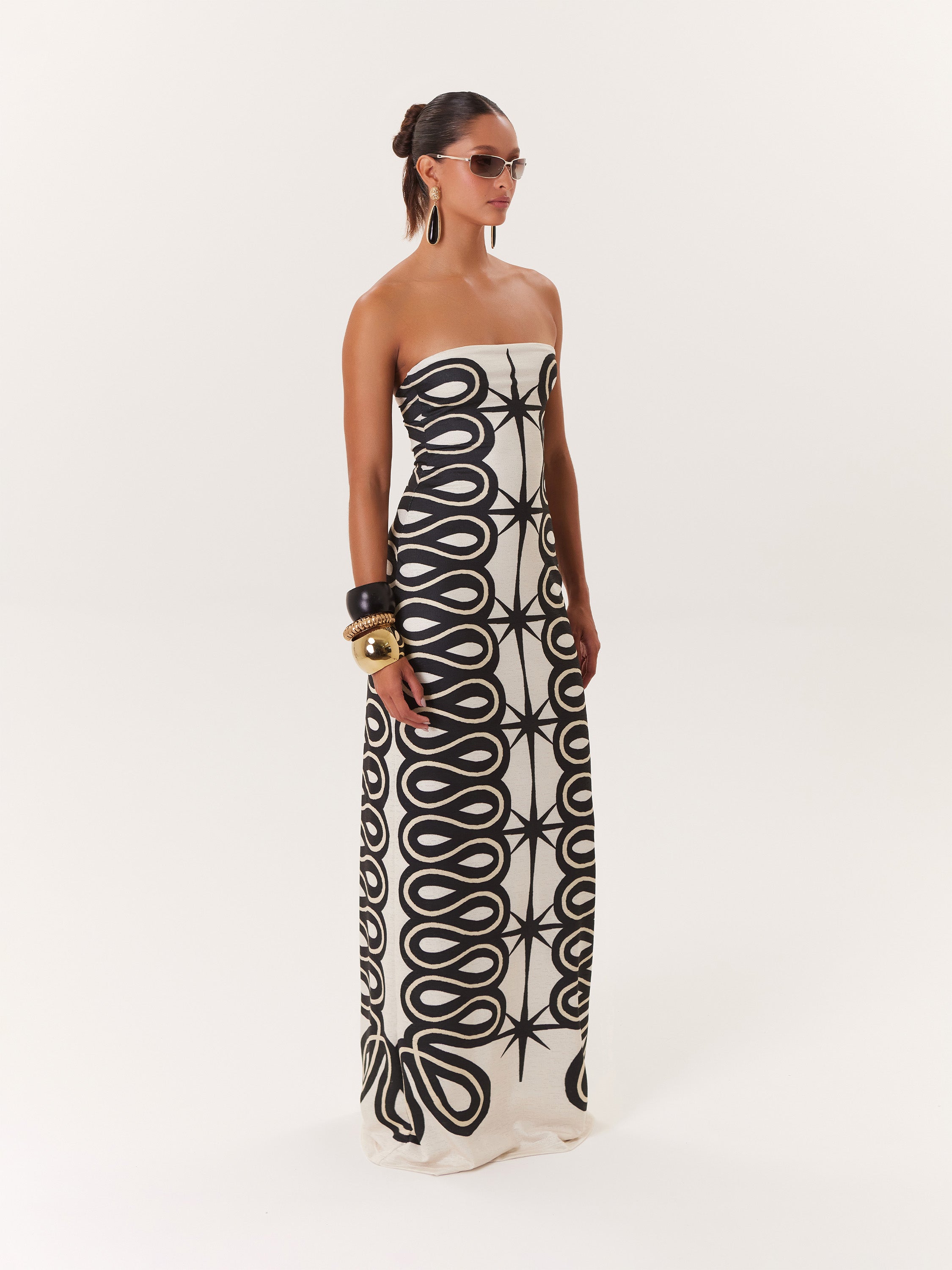 Maxi Dress Tropical - Negro