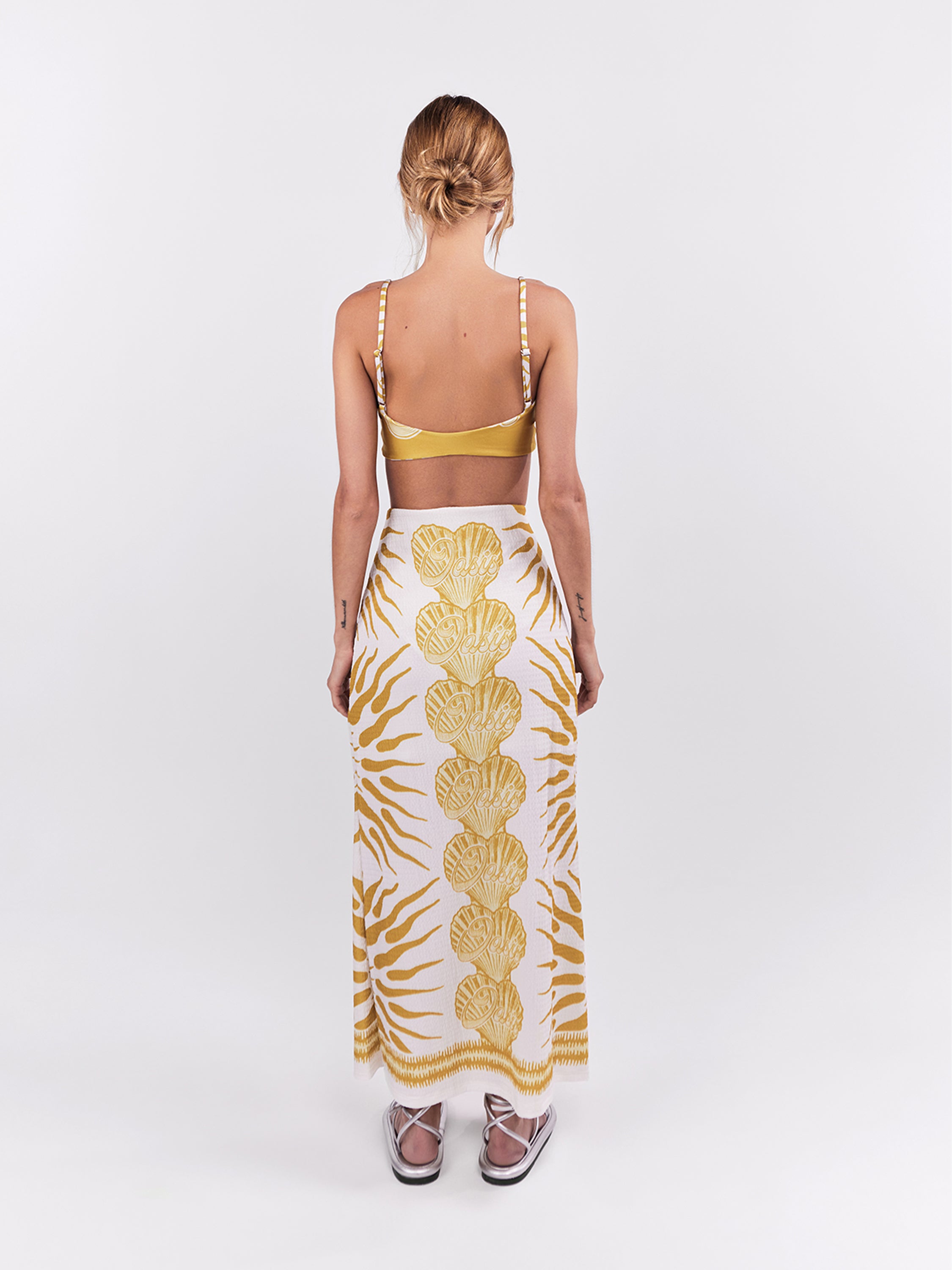 Falda Midi Oasis - Oro