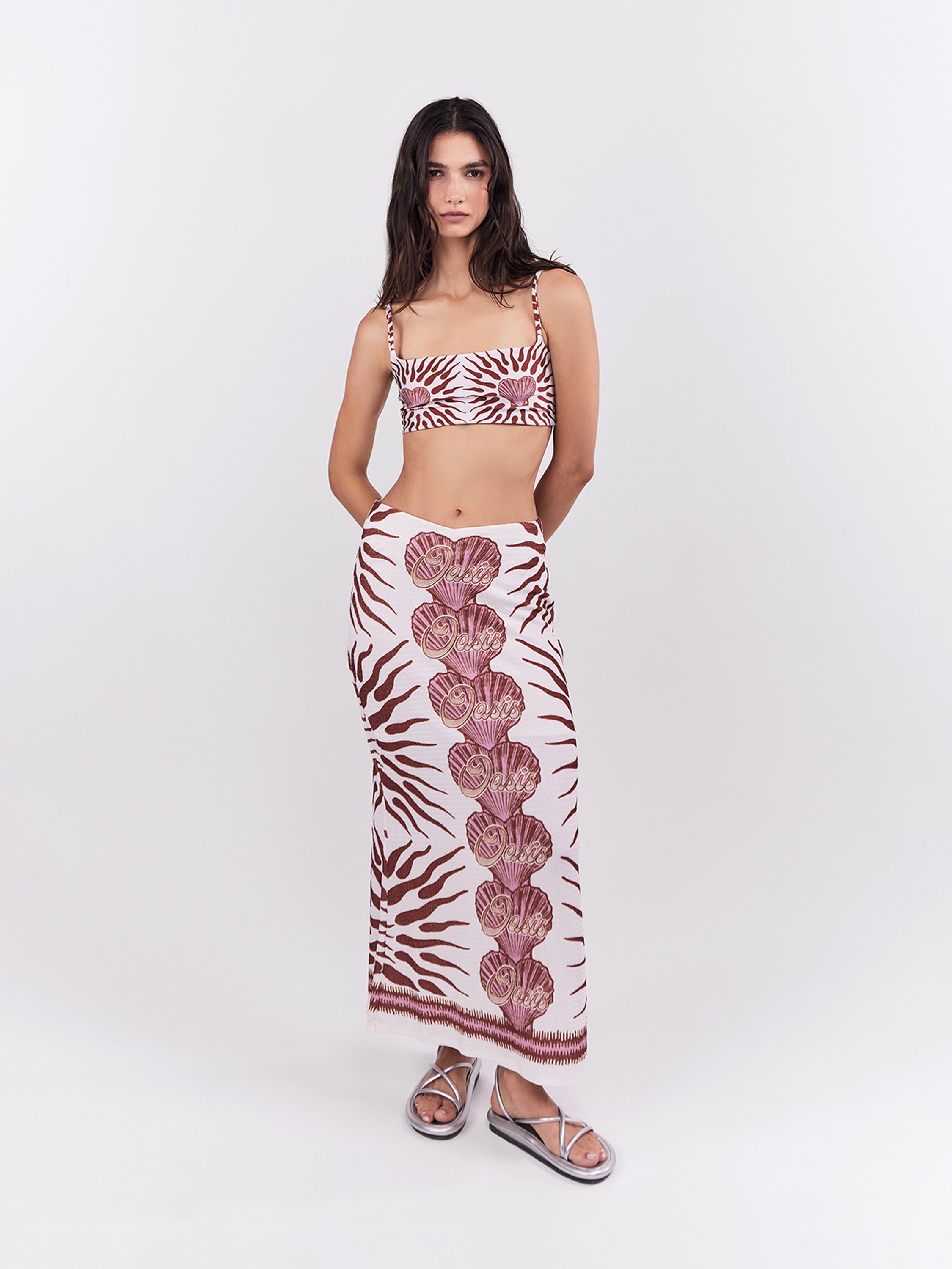 Falda Midi Oasis - Terracota