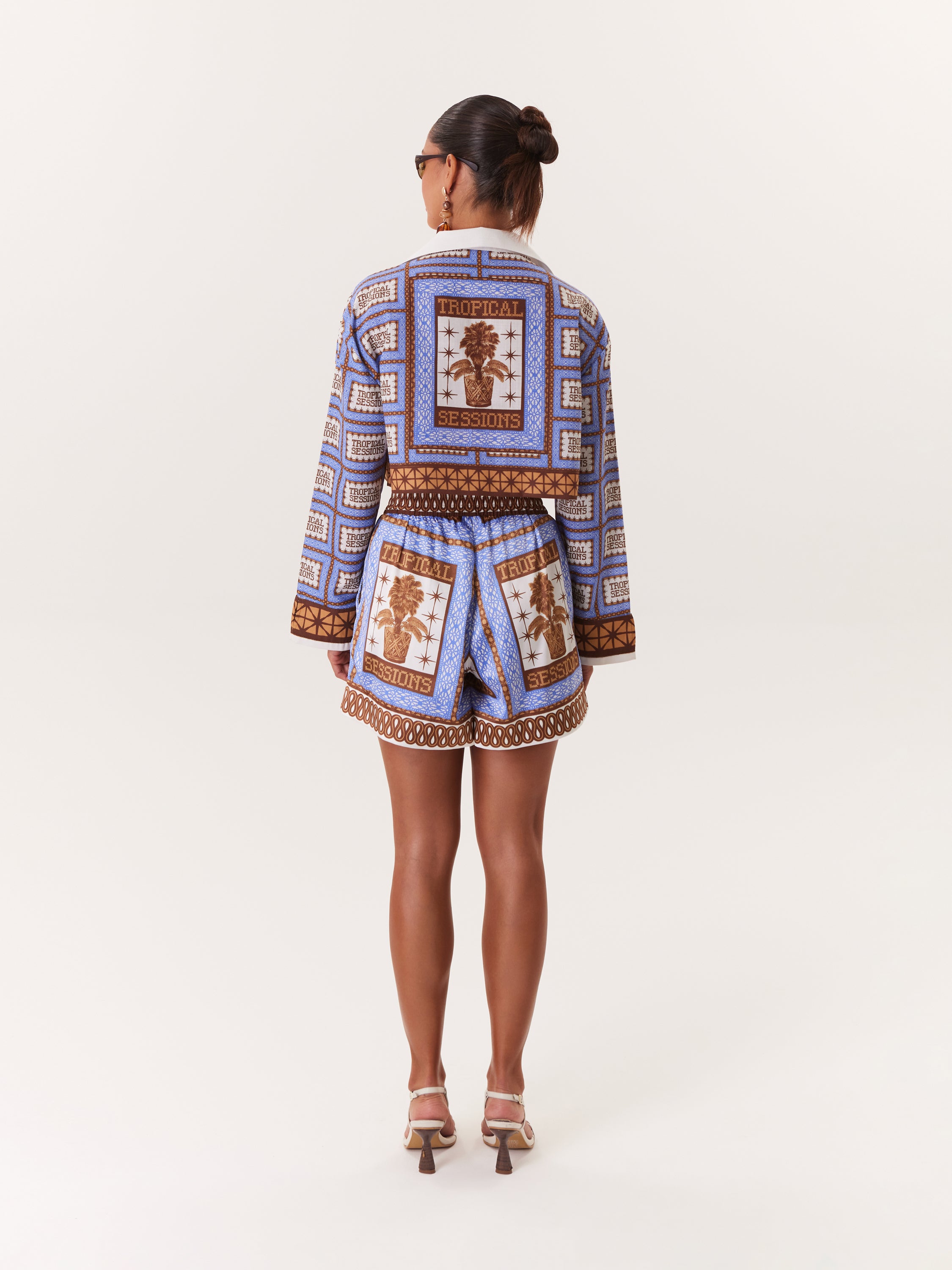 Short Elástico Tropical - Azul