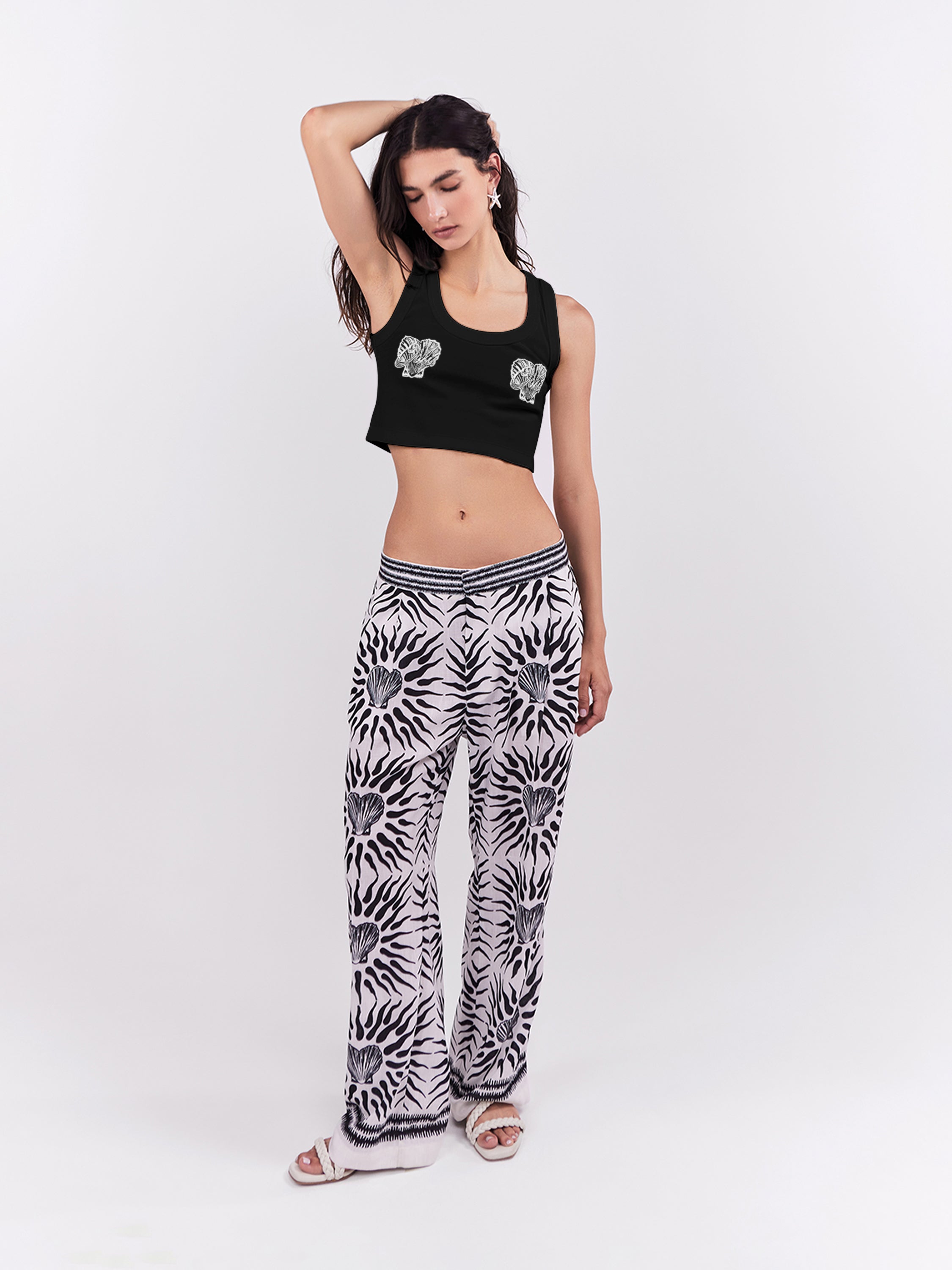 Cropped Tank Top Oasis - Negro