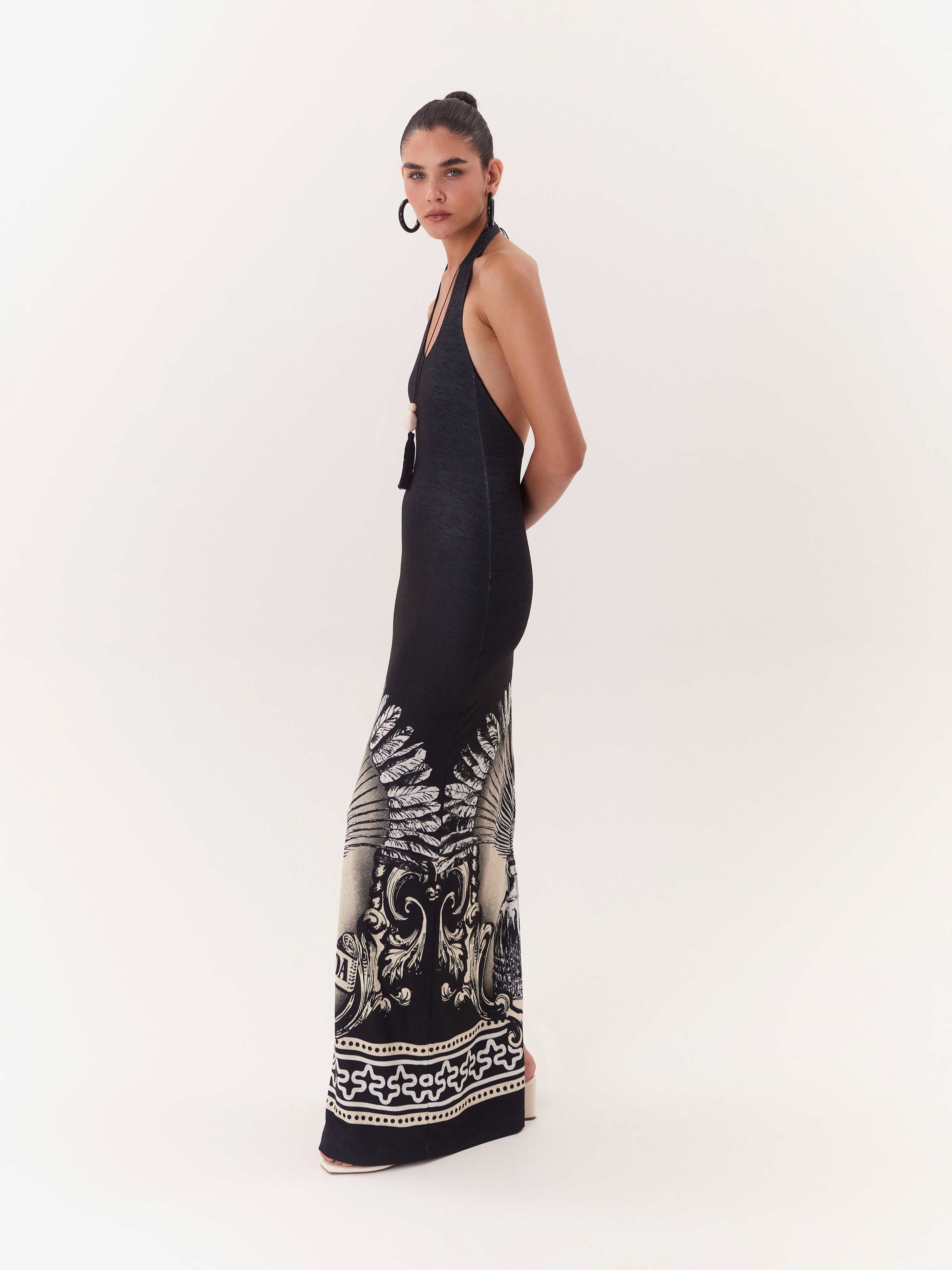 Halter Maxi Dress Solar - Negro