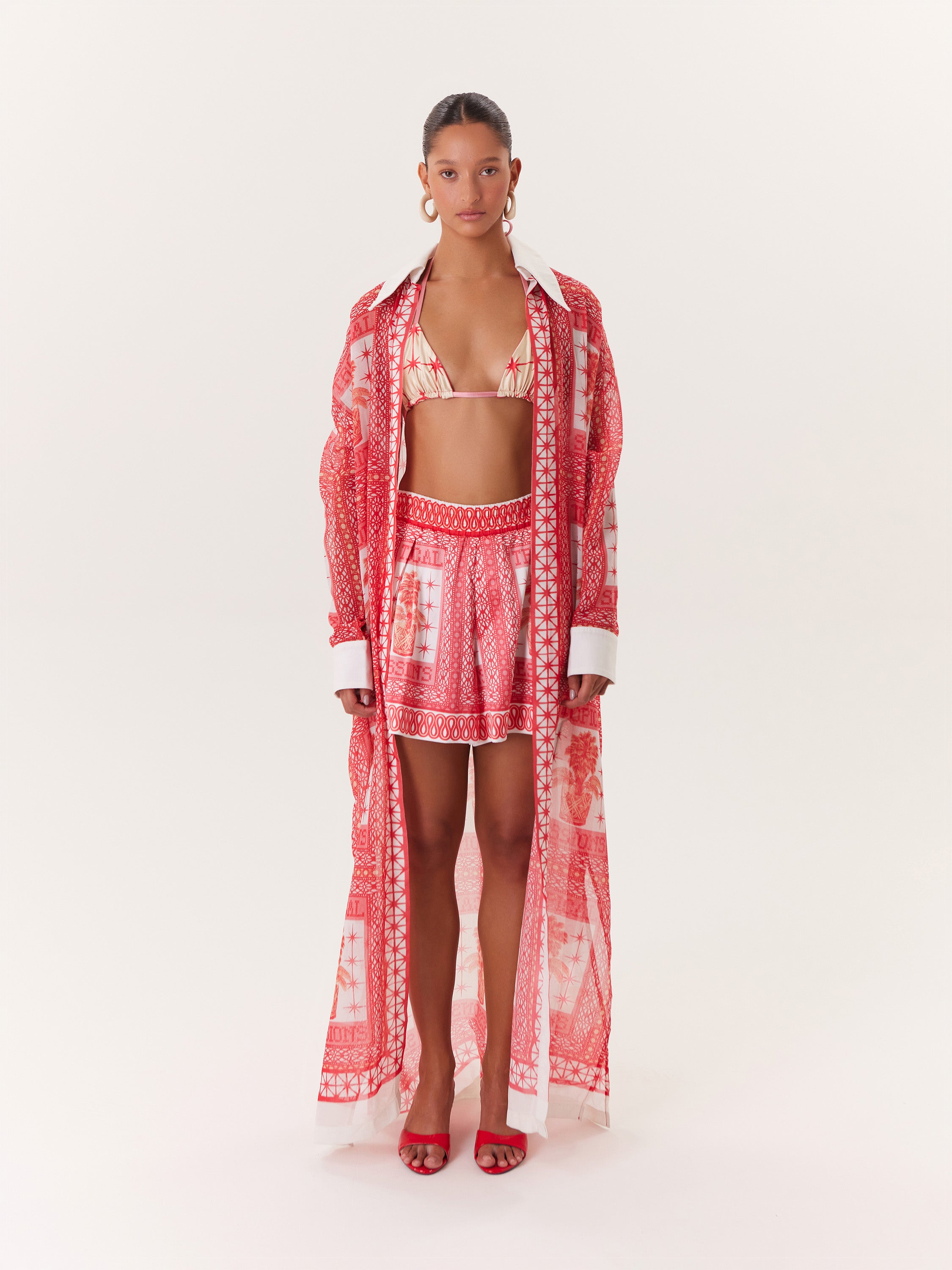 Short Elástico Tropical - Rosado