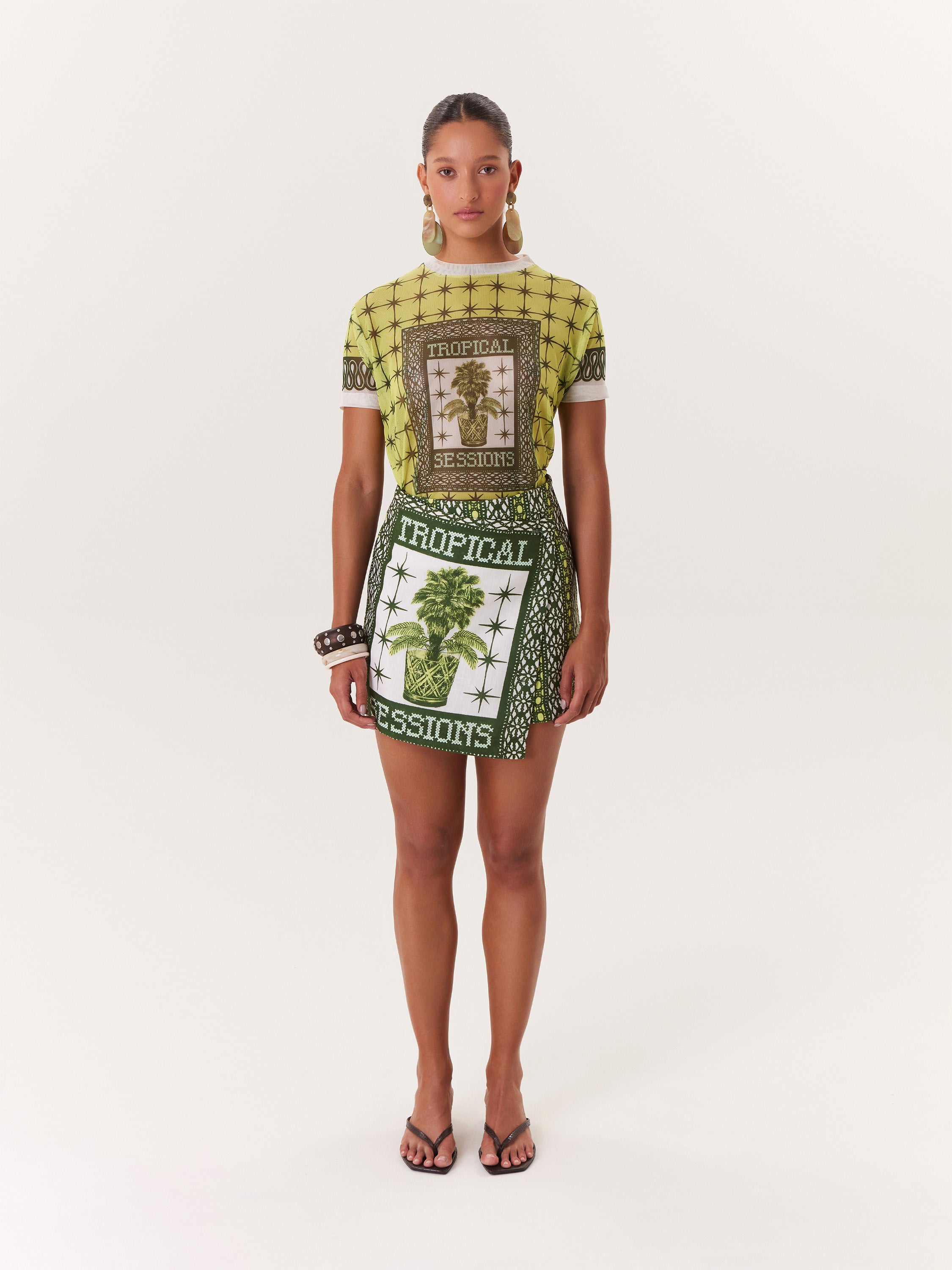 Mini Falda Tropical - Verde